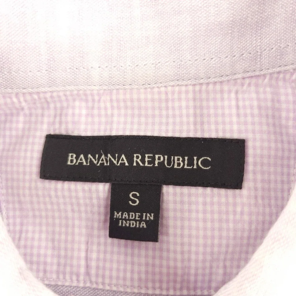 Banana Republic Shirt Mens S Purple Solid Long Sleeve Button Up Linen Cotton